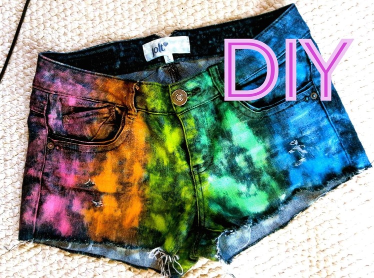 DIY Clothes! Splattered Rainbow Shorts for Summer