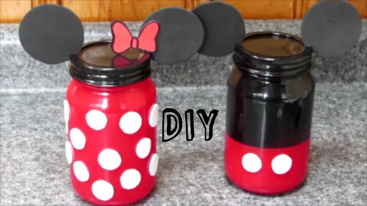 DIY Minnie y Mickey Mouse | FRASCOS DE VIDRIO de Minnie y Mickey Mouse