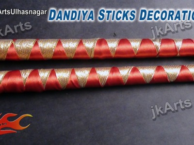 DIY Ribbon Wrapped Dandiya Sticks  for Navratri Garba - JK Arts 393