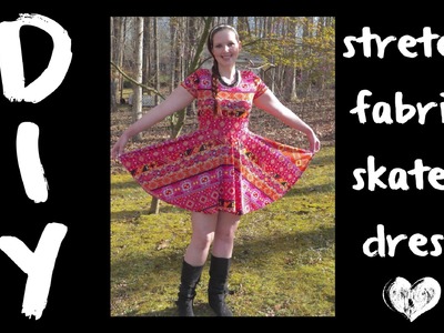 DIY Stretch Fabric Skater Dress with Sleeves - How to Sew - Tutorial with Circle Skirt