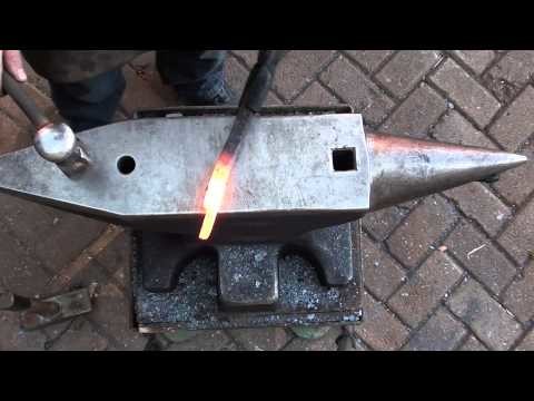 Forging flat nib tongs of two railroad spikes - How to forge tongs