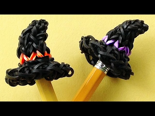 Rainbow Loom Charms Halloween Witch Hat. Loom Bands Pencil Topper Charm