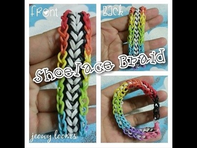 Rainbow loom shoelace braid bracelet tutorial