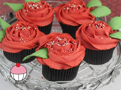 Rose Cupcakes! Decorate Buttercream Rose Swirl Cupcakes - A Cupcake Addiction How To Tutorial