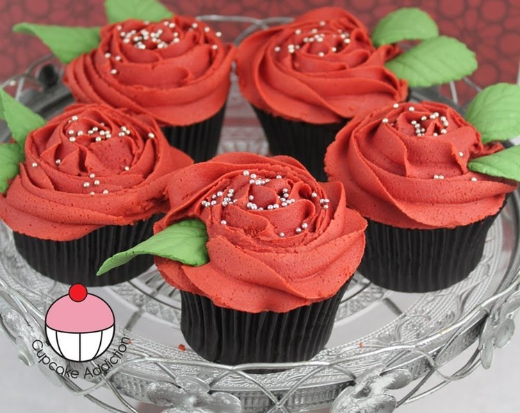 Rose Cupcakes! Decorate Buttercream Rose Swirl Cupcakes - A Cupcake Addiction How To Tutorial