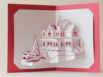 WORLD FIRST DUAL LAYERS CHRISTMAS HOUSE POP-UP CARD