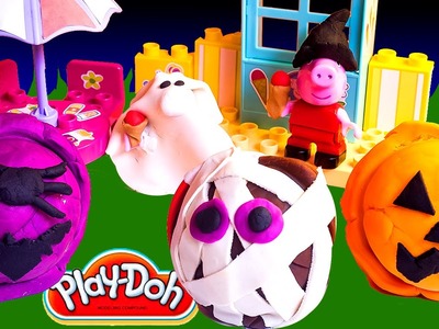 Creepy Play Doh Ice Creams DIY Halloween Peppa Pig Ice Cream Parlor Building Toys Heladería Helados