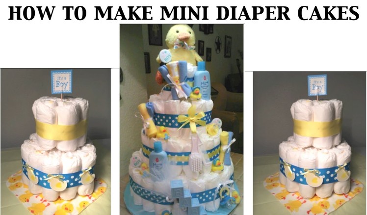 Diaper Cake - How to make Mini Center Piece Diaper Cakes
