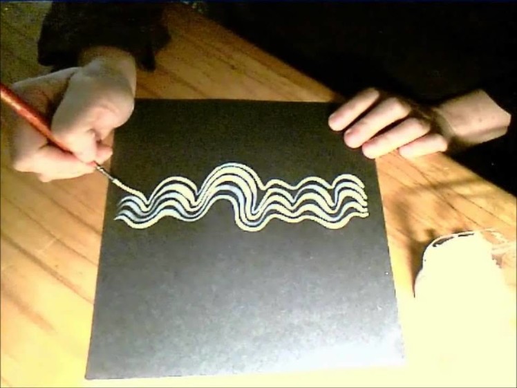 Don't Fall In!  Experimenting With Painted Wavy White Lines on a Dark Surface.