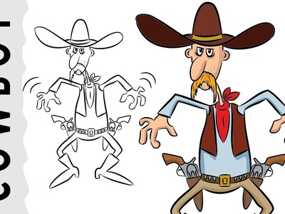 How to draw a Cowboy - Easy step-by-step tutorial