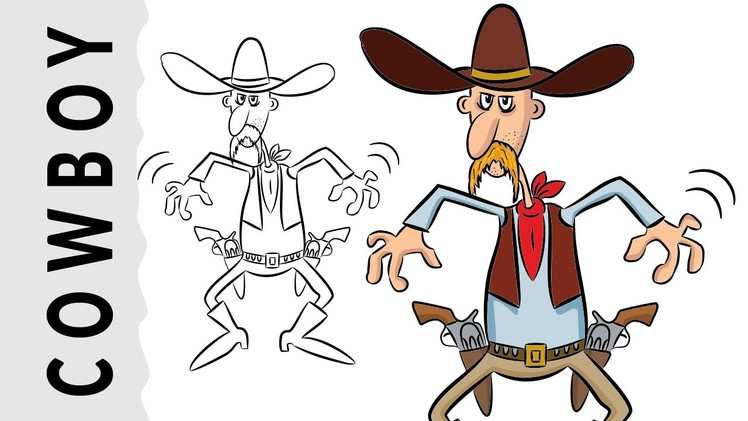 How to draw a Cowboy - Easy step-by-step tutorial