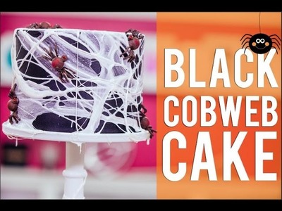 How To Make A BLACK COBWEB CAKE! Chocolate Cake, Black  Ganache and filled with Halloween Candy!