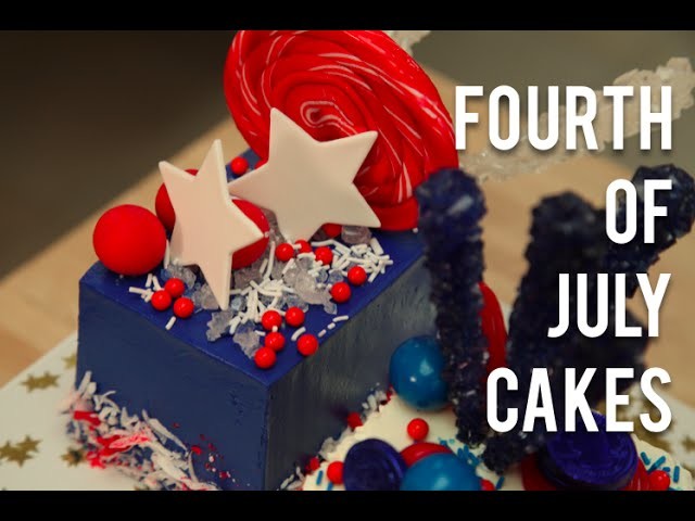 How To Make FOURTH OF JULY CAKES! Red, white, and blue vanilla cakes with buttercream and candy!