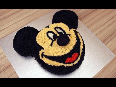 Mickey Mouse cake with whipped cream no fondant  How to make - EN subtitle