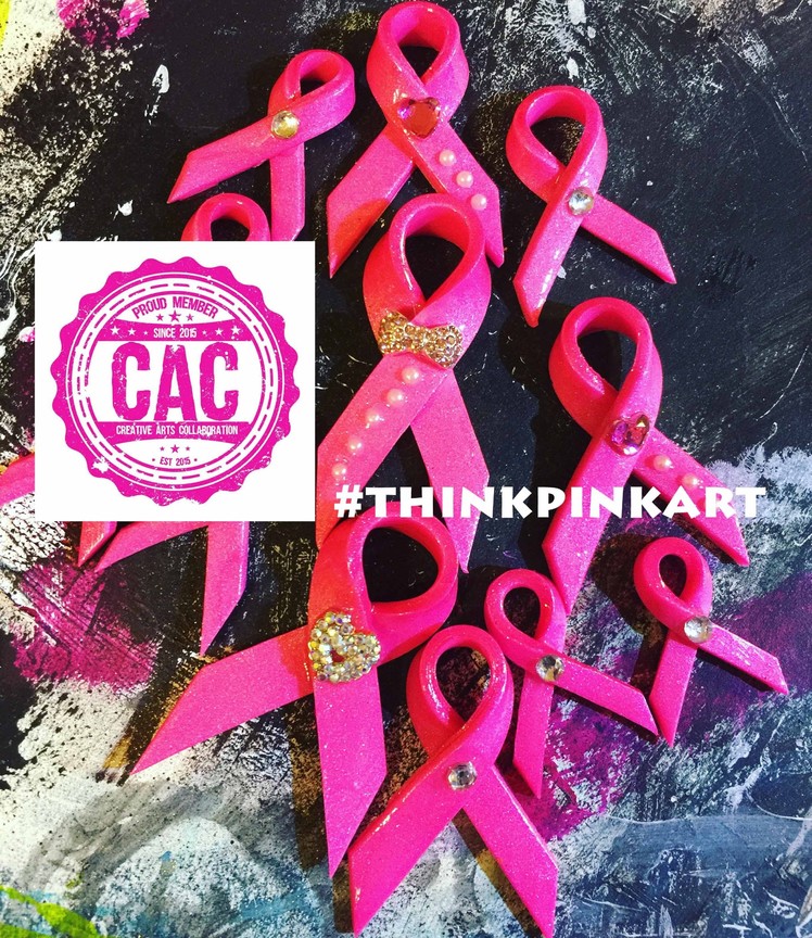 #THINKPINKART *DIY* Polymer Clay Breast Cancer Awarness Embellishment w. DecoArt