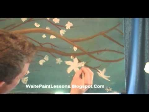WaitePaintLesson - How To Paint A Cherry Blossom - Oil and Acrylic