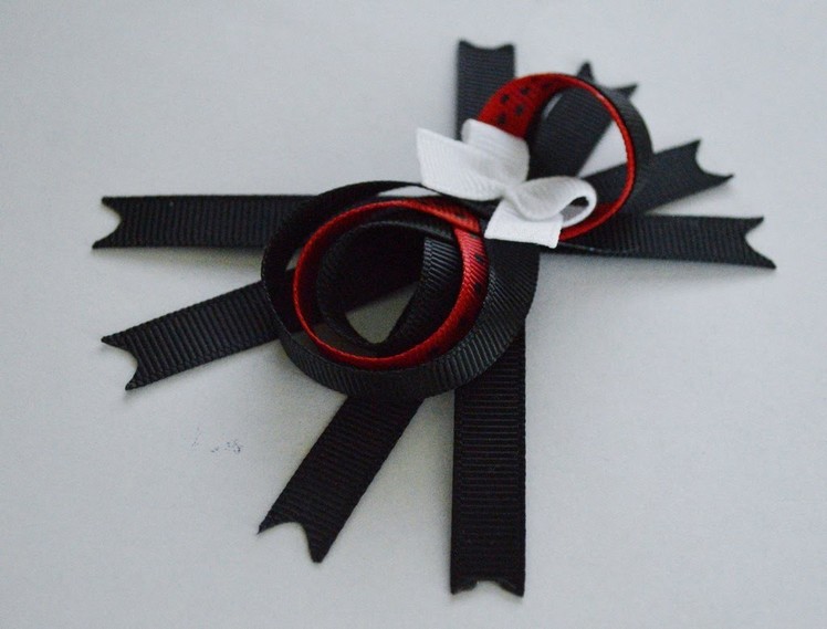 #2 BOW SPIDER Ribbon Sculpture Halloween Holiday Hair Clip Bow DIY Free Tutorial by Lacey