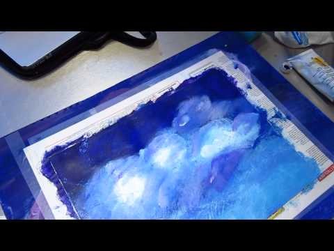 ClassPlan - acrylic blue sky white cloud on recycled paper asmr