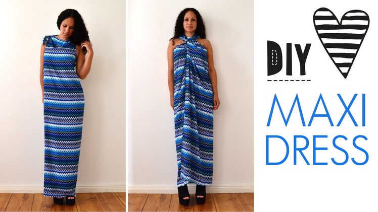 ♥ DIY no sew MAXI DRESS in 5 minutes | quick & easy | how to | tutorial