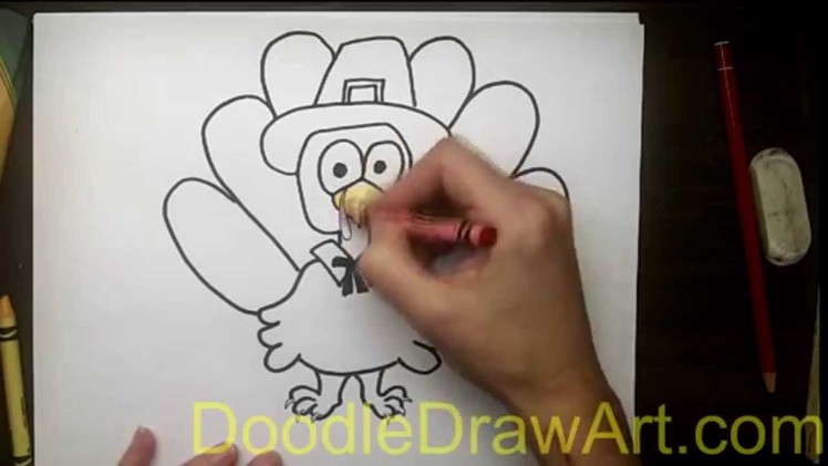 Drawing: How To Draw a Turkey in a Pilgrim Hat