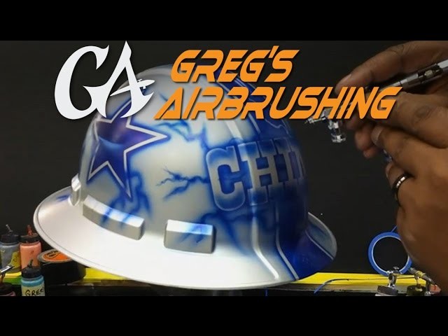 How to Airbrush a Dallas Cowboy theme on a Hard Hat