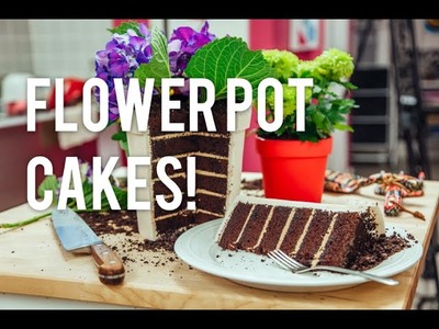 How to Make A FLOWER POT out of CAKE! Chocolate cake, coffee buttercream and edible OREO dirt!