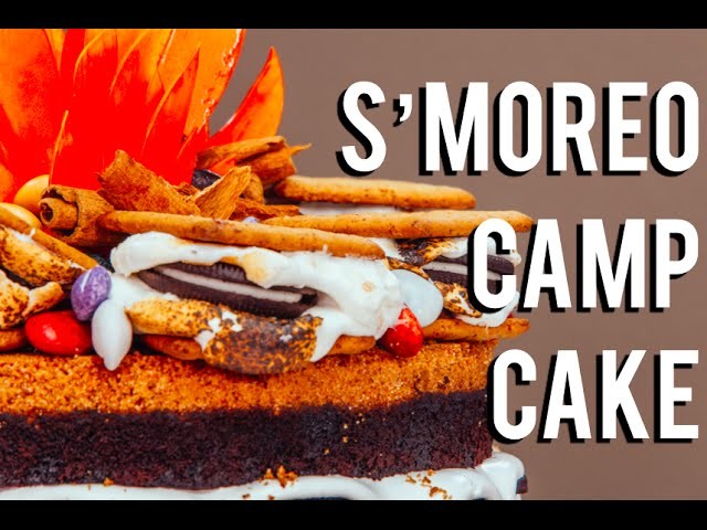 How To Make A S’MOREO CAMPFIRE CAKE! Chocolate cakes, frosting, S’MORES, and OREOS!