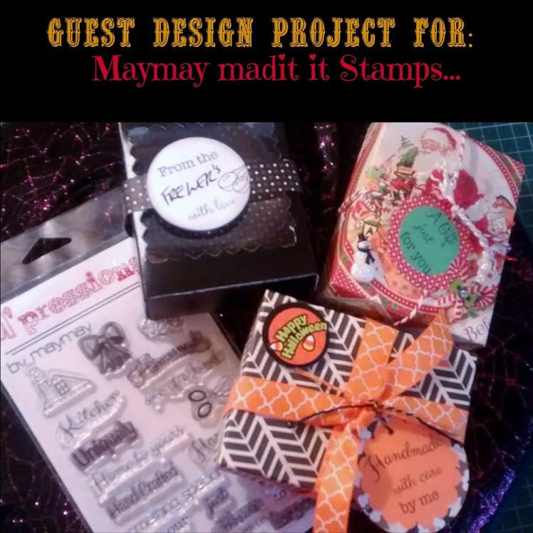 Maymay made it stamps Design team video: DIY Envelope punch board treat box Halloween.Christmas