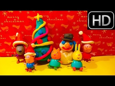Play Doh CHRISTMAS Peppa Pig  How to make Presents Snowman Tree Surprise eggs