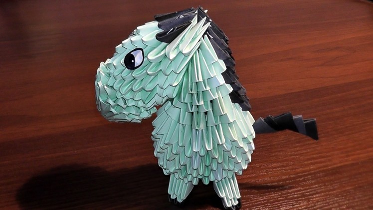 3D origami horse (pony, mule, donkey) tutorial (instruction)