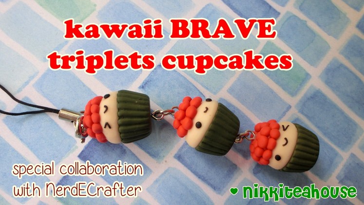 ~BRAVE Collab~ Kawaii Triplets Cupcakes Cellphone Charm