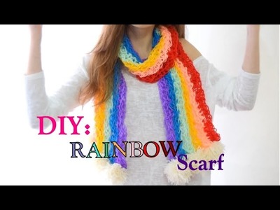 DIY Rainbow Scarf | Finger Knitting | How to gift