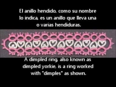Frivolite-tatting lesson 86 - anillo hendido - dimpled yorkie