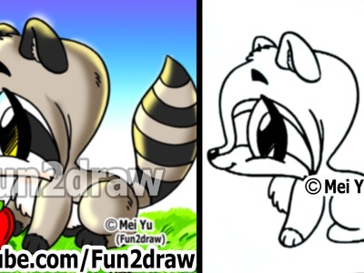How to Draw Cartoon Characters - Cute Raccoon Easy - Draw Animals - Fun2draw