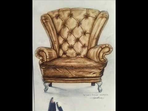 How to draw & Colour a Shiny Leather Chair realistic drawing