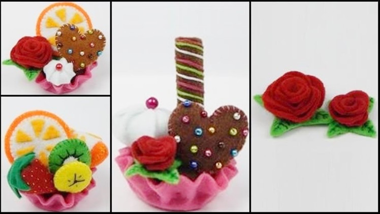How to make a felt tartlet. cupcake  - part  3 - felt flower DIY (tutorial + free pattern)