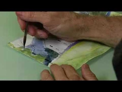 How to Paint a Watercolor Landscape With Houses : Adding Split Trunk Tree for a Watercolor Landscape