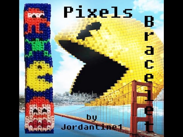 New Pixels Movie Bracelet Pattern- Alpha Loom. Rainbow Loom - Qbert Pac-Man Frogger Donkey Kong