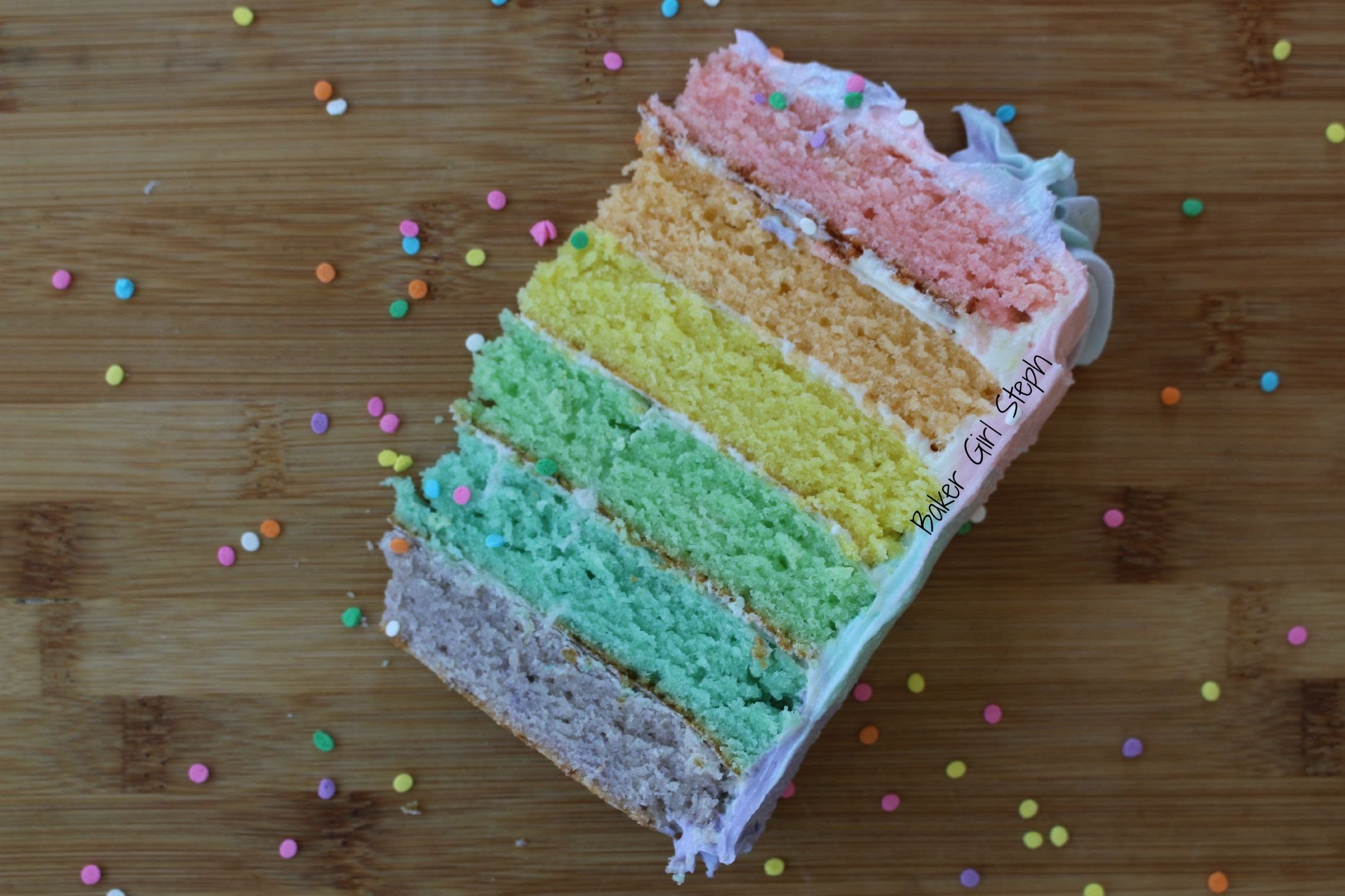PASTEL RAINBOW CAKE WITH OMBRE FROSTING