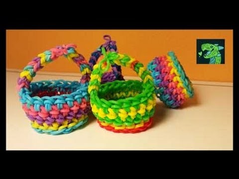 Picnic Basket. Easter Basket Rainbow Loom Hook only by Cheryl Mayberry AKA Willowcreat