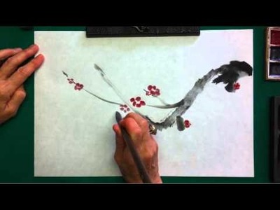 Sumi painting demonstration of plum blossom