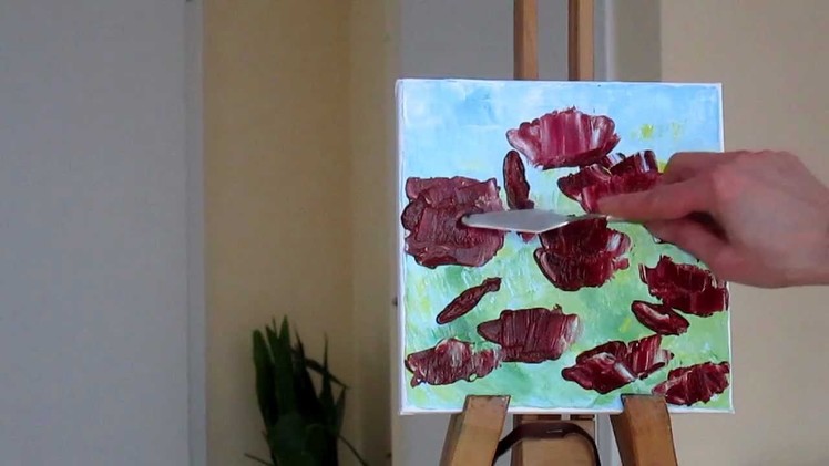 Tanja Bell  How to Paint Flowers Poppies Tutorial Palette Knife Painting Technique Lesson Demo