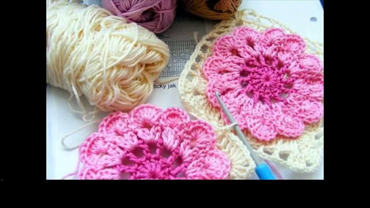 Crochet flower dishcloth