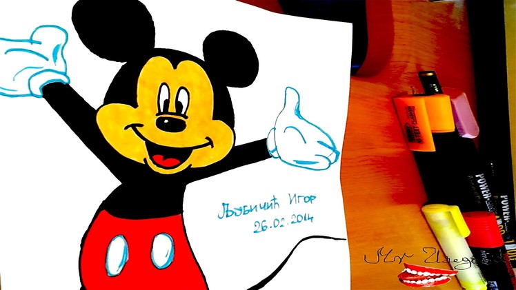DIY How to draw easy stuff.things but cool on paper: draw MICKEY MOUSE Full Body Easy | SPEED ART