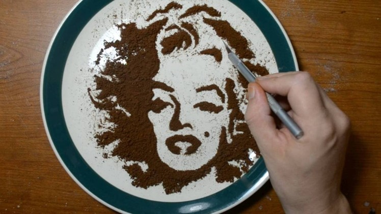 Drawing with Coffee Grounds - Marilyn Monroe Food Art