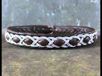 Hamespun Sami and Celtic inspired leather and pewter bracelets