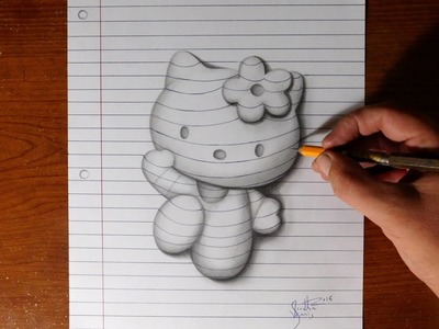 How to Draw Hello Kitty - Line Paper Trick Art