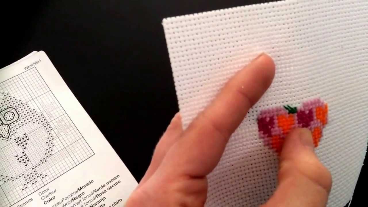 How to make a half cross-stitch and a back stitch.
