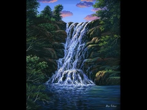 How To Paint Waterfall With Acrylic on Canvas Complete Painting Lesson Art Class Instructions