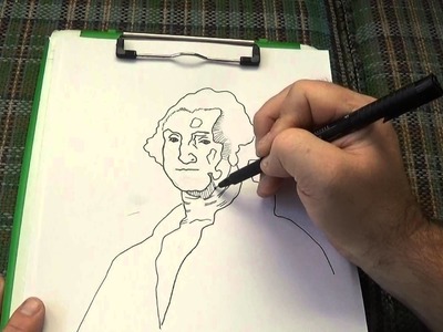 Pen and Ink Crosshatching Drawing George Washington using tracing paper